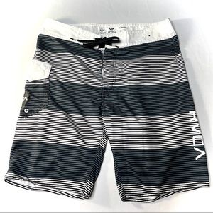 VA RVCA black white stripe BALANCE 9.5” board shorts/ 30